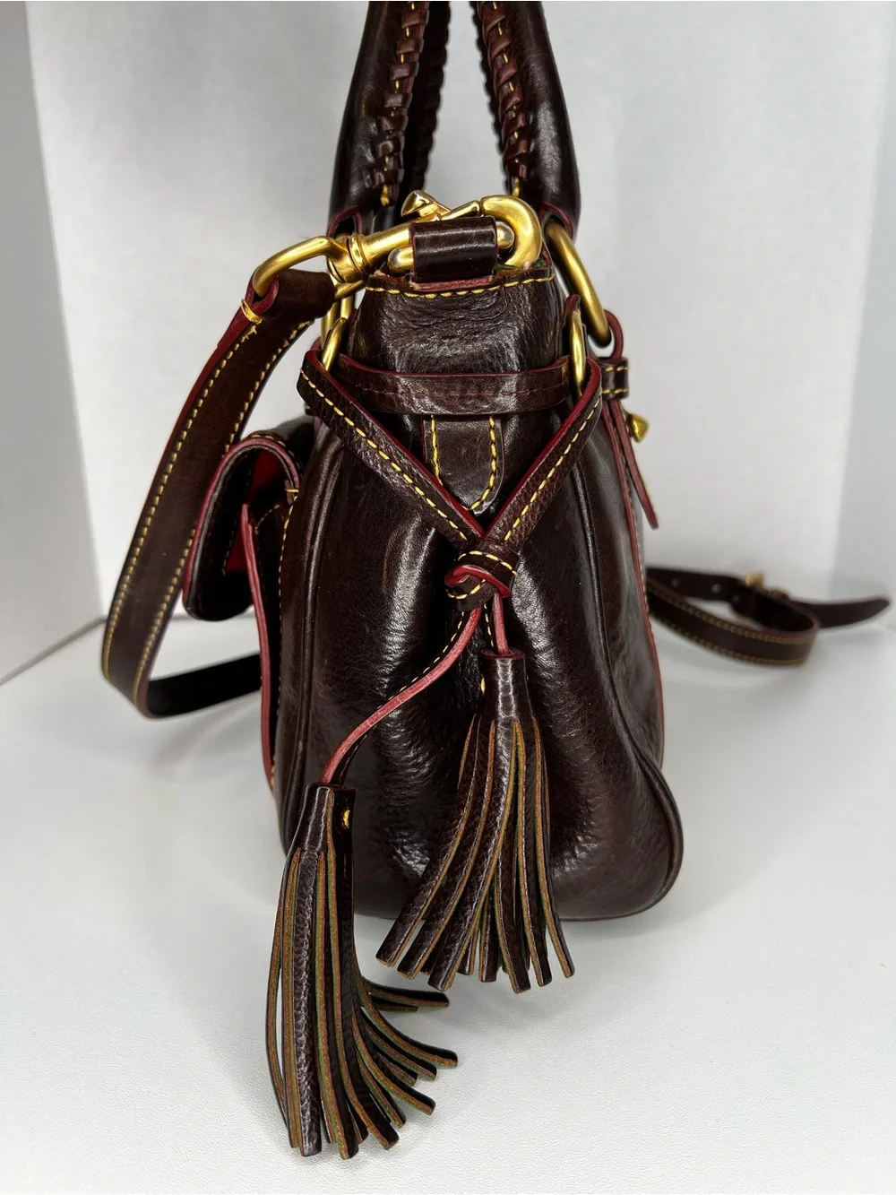 Dooney Bourke Florentine Leather Front Pocket Medium Satchel Bag - Picture 11 of 14